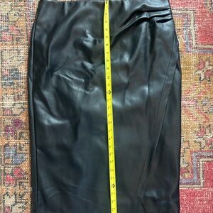 Tahari Black Leather Pencil Skirt